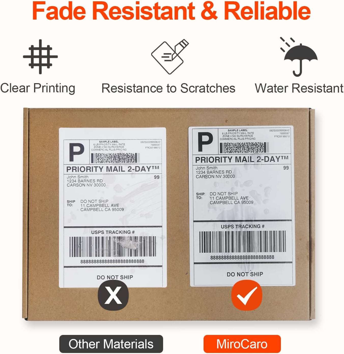 4インチ x 6インチ 配送ラベル サーマルプリンター用 扇子折り郵便サーマルラベル パッケージ用郵送ラベル (4スタック、2000