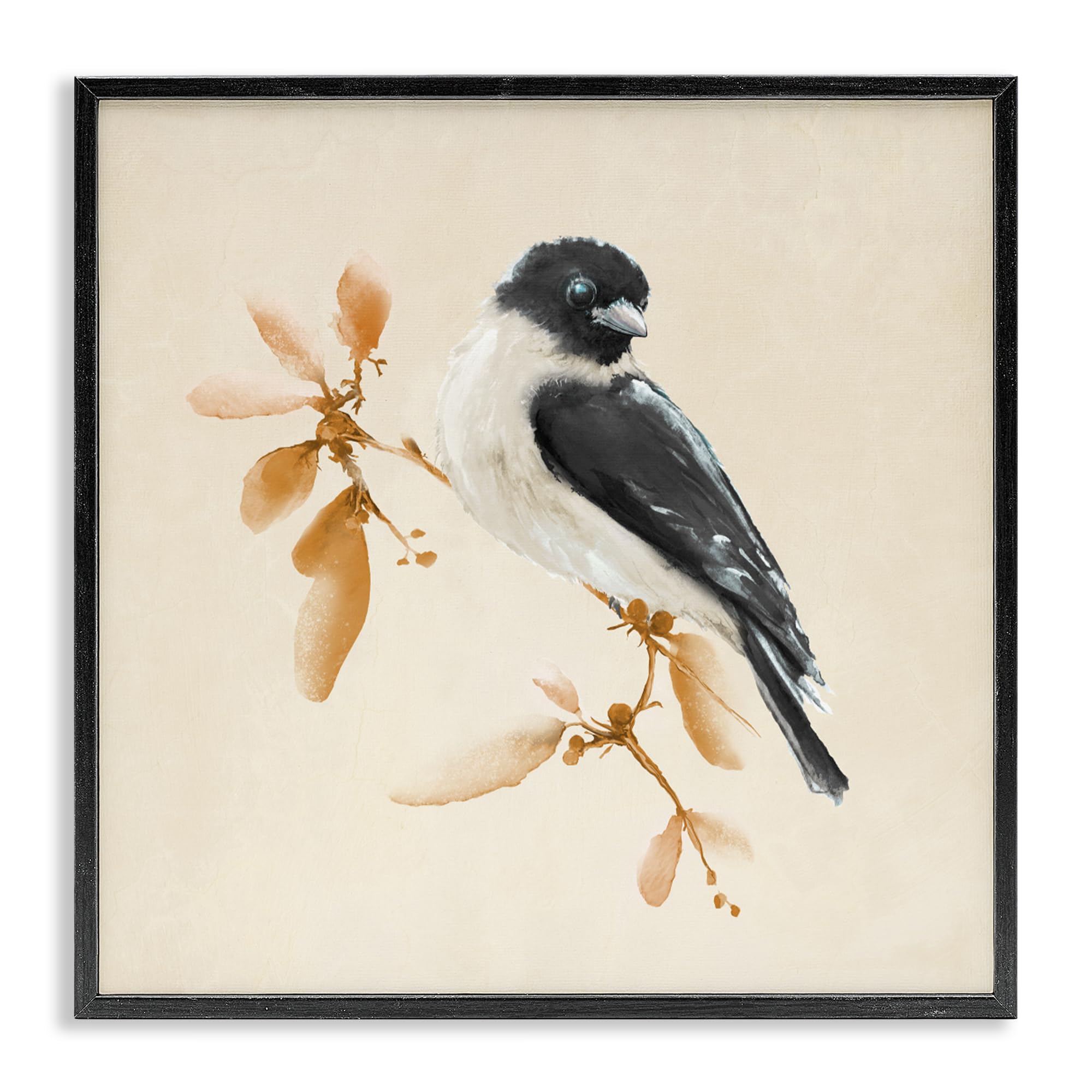 Stupell Industries 'Subtle Watercolor Chickadee', Framed Giclee Art, Black, 17 x 17 Inches, Easy to Hang and Sturdy, Made in USA, by Diannart