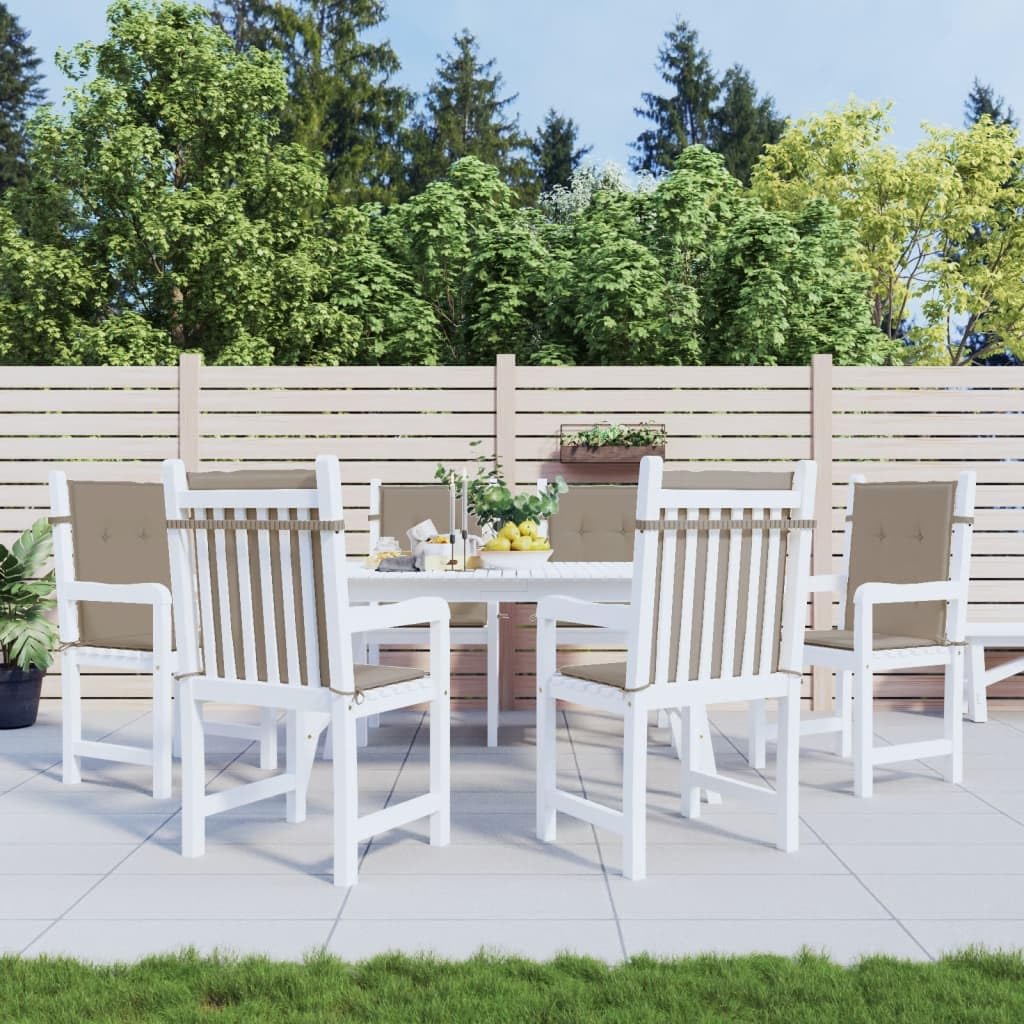 vidaXL Cojines de Sillas de Jardín 6 uds, Almohadas con Respaldo Alto, Acolchados para Sillones, Cojines para Patio, Tela Gris Taupe 100x50x3 cm