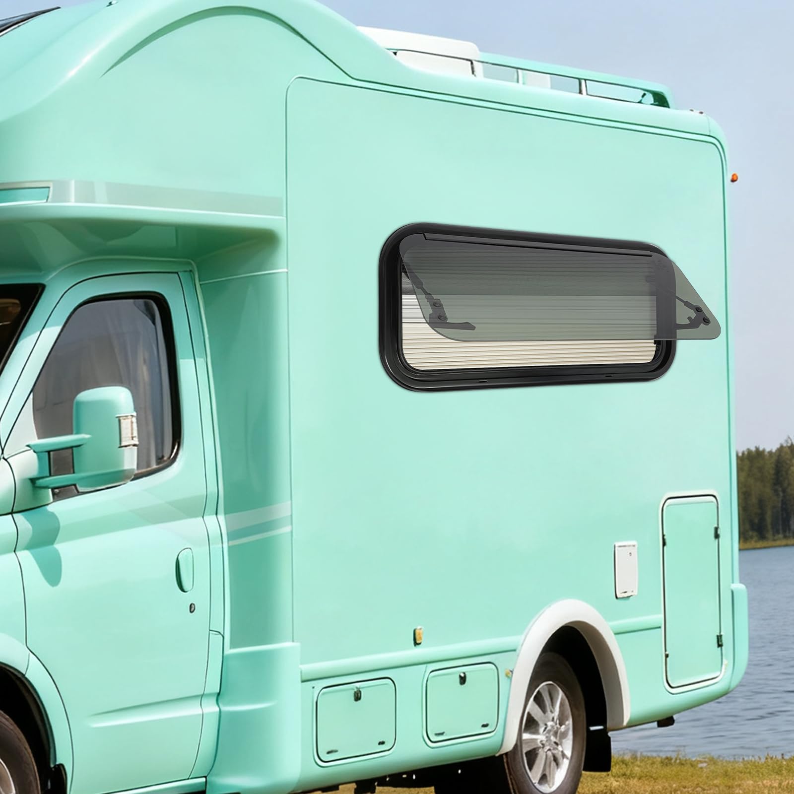 Finestra per roulotte a 85°, 700 x 300 mm | Finestra parasole per camper con chiusura, finestra laterale per rimorchio camper, diverse misure
