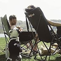 Vista 2 de SUNNYFEEL Silla mecedora de camping, reclinable acolchada de lujo, silla plegable de gran tamaño con bolsillo, resistente