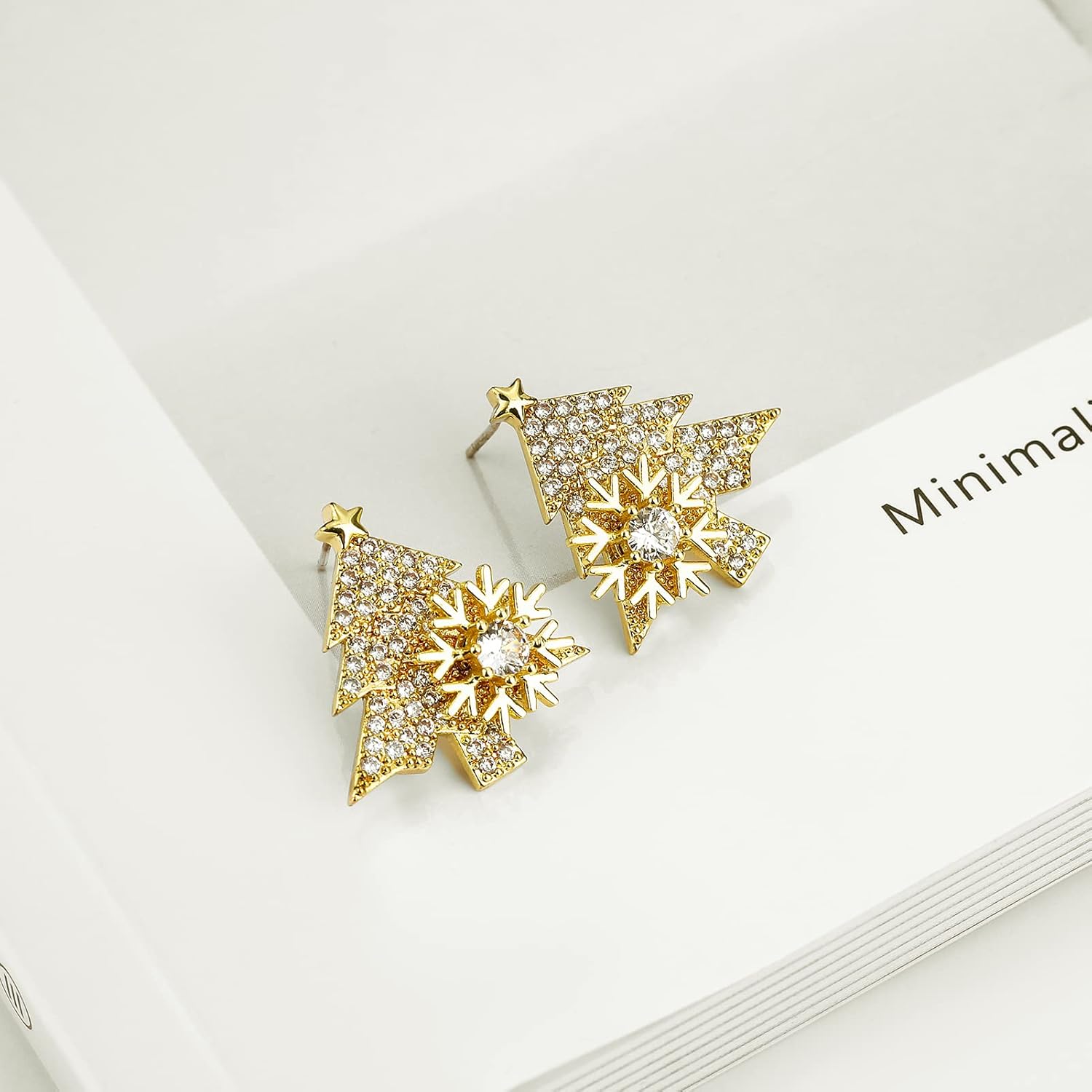 Christmas Earrings for Women,Christmas Tree Rotatable Stud Earrings Anxiety Snowflake Drop Dangle Earrings for Girls,Fashion Cute Xmas Holiday Jewelry Christmas Gifts for Women Girls - Image 4