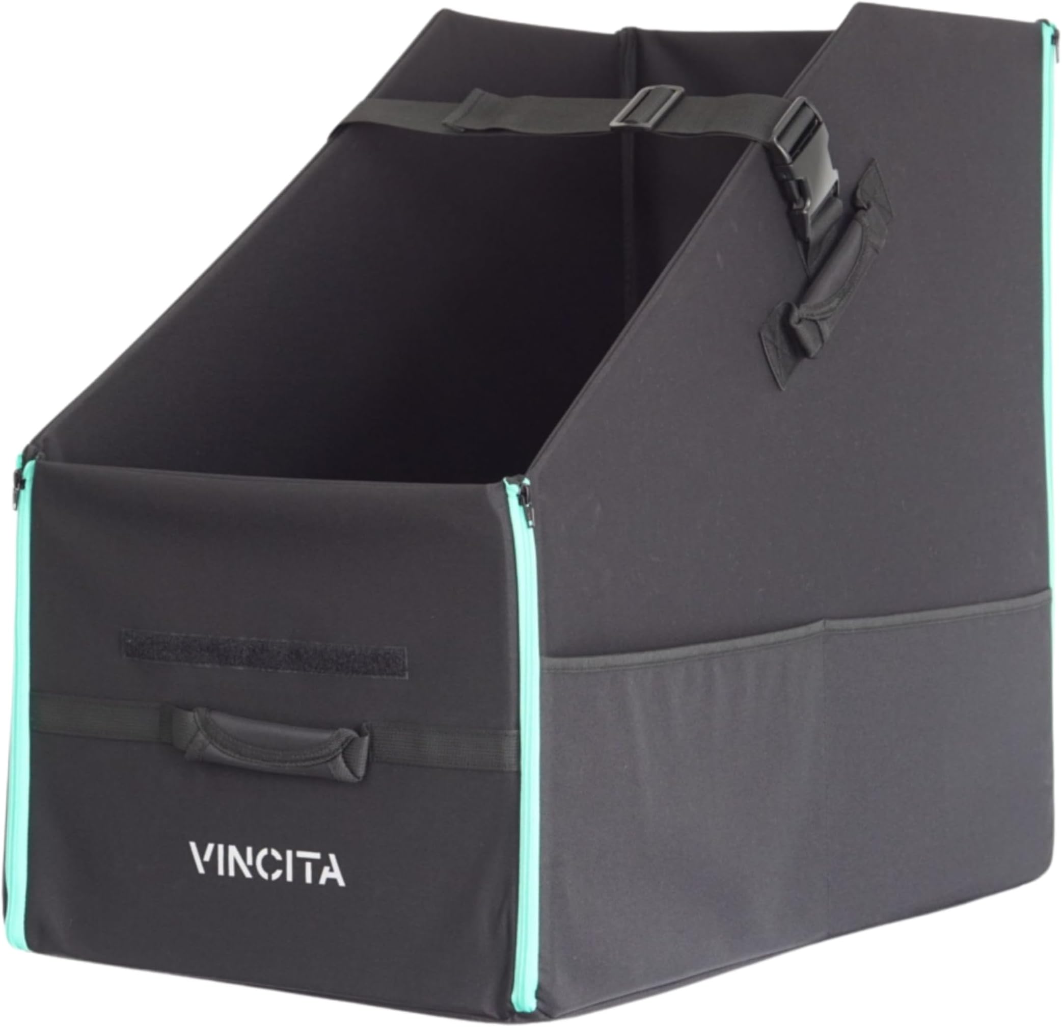 Keeper Box 2.0 for Folding Bicycle - Folding Bike Storage Solution - Suitable For Bike - Keep The Bike Vertical In The Car Trunk To Save Space (Black with green zipper 2.0, For 20" Folding Bikes)