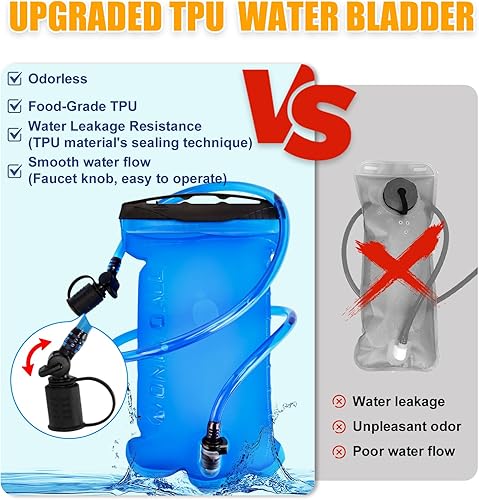 Miniatura 2 de Mochila de hidratación de 22 litros, mochila de senderismo con vejiga a prueba de fugas de 2 litros, ideal para hombres y mujeres, correr, ciclismo,