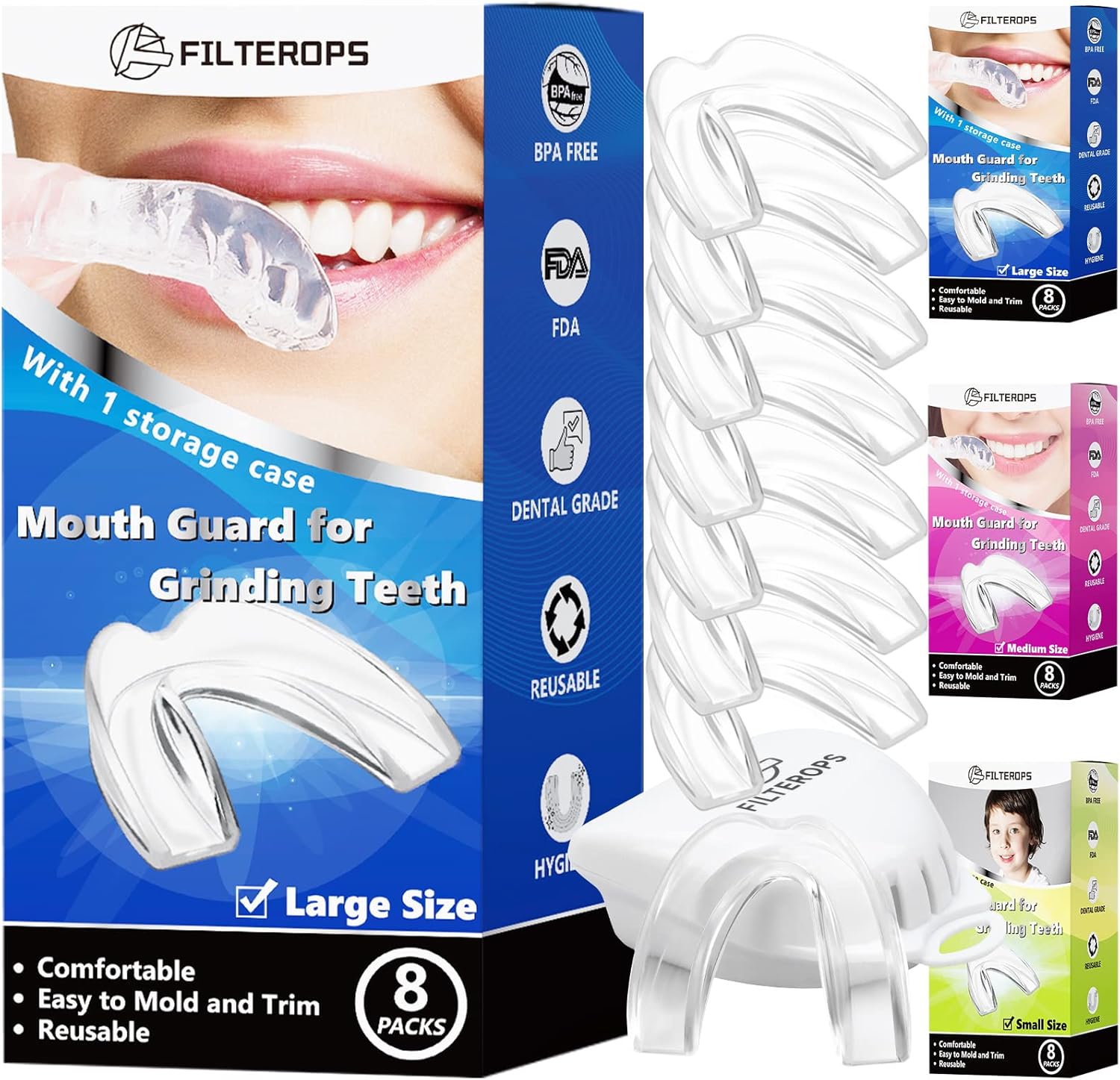 Filterops Mouth Guard for Clenching Teeth at Night 8 PCS
