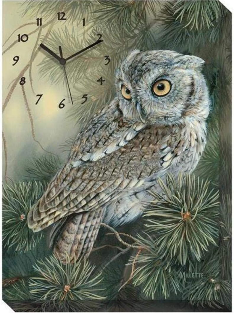 Wild Wings 5084310030 Screech Owl Canvas Clock, 18-inch Height and 13-inch Width