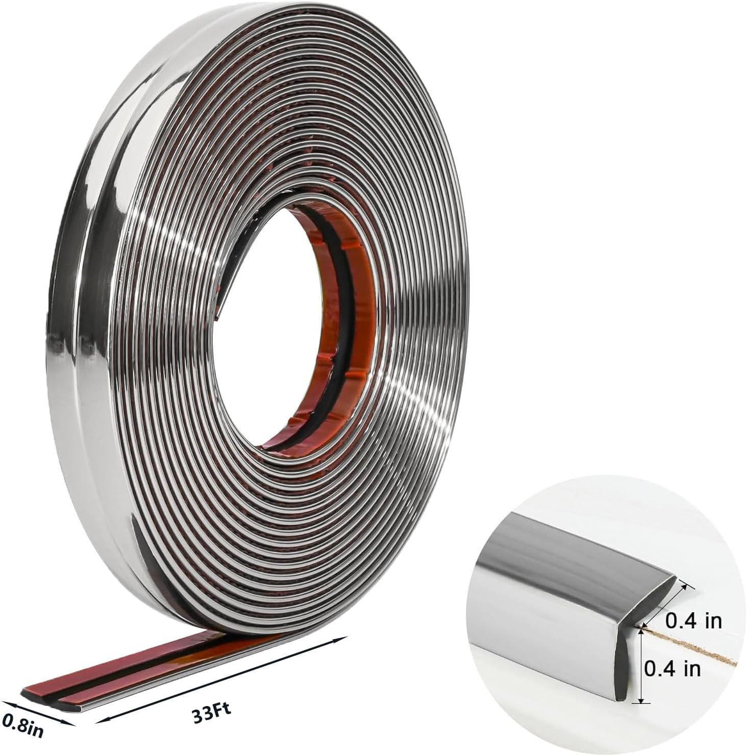 Flexible Inside & Outside Corner Trim Molding 33ft x 0.8in Peel and Stick Molding Wall Trim Self Adhesive Corner Guard Edge Protector Caulk Strip for Wall Edge Corner (Silver)