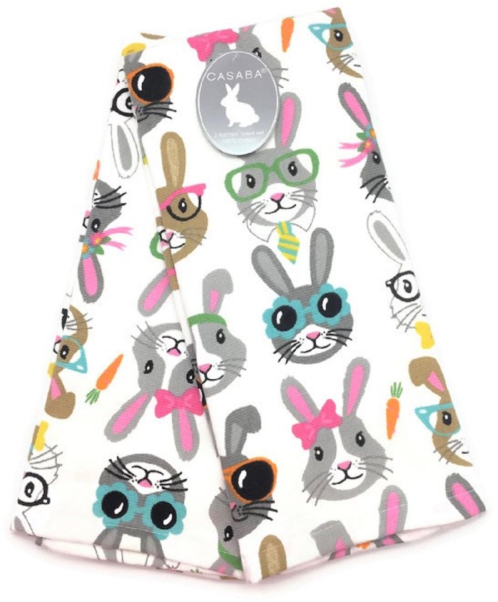 Casaba Stylish Easter Bunnies Kitchen Towel Set