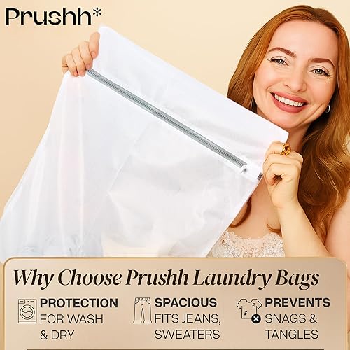 Miniatura 4 de 3 bolsas espaciosas de malla duradera (16 x 20 pulgadas) que protegen los delicados, malla fina para lavado y secado uniformes, cremallera de
