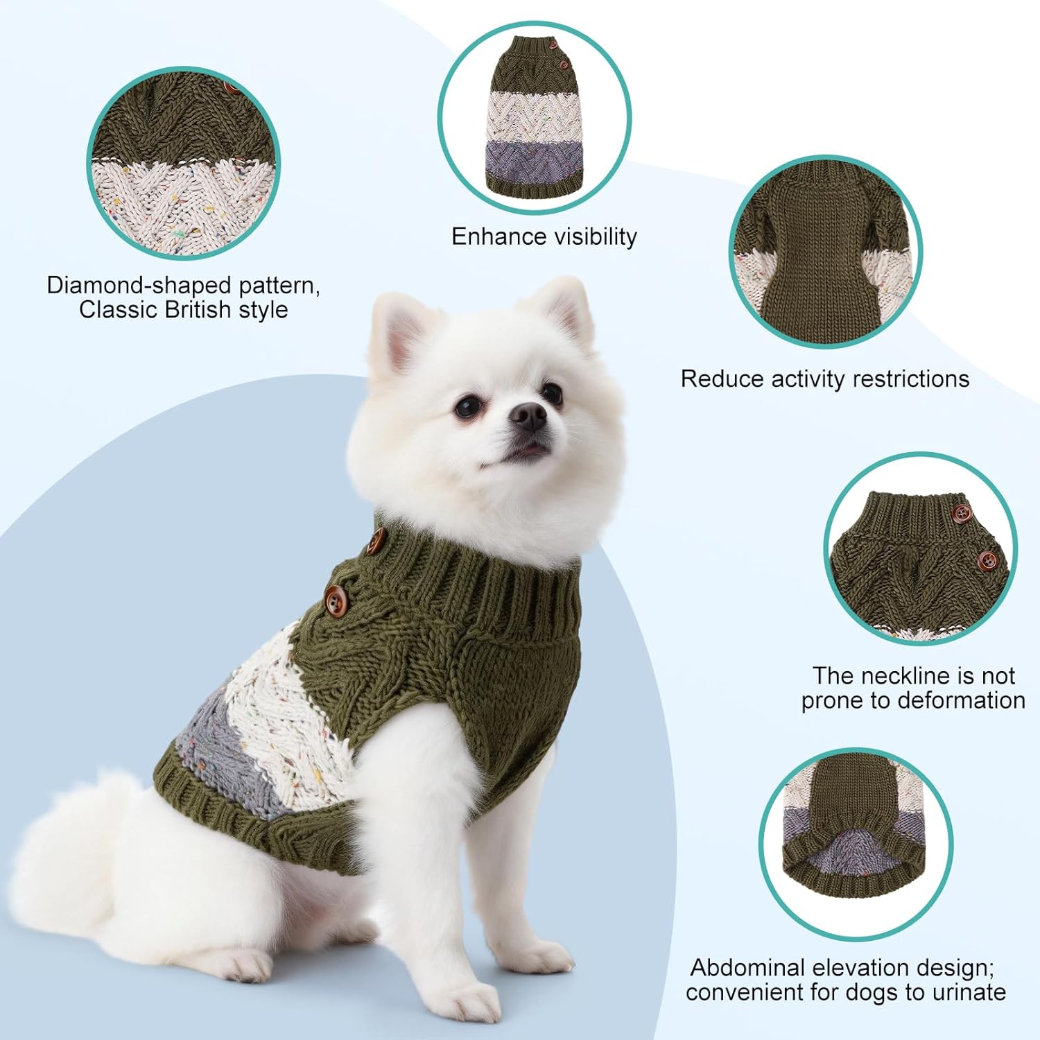Dog Sweater for Medium Large Dogs Cats, Winter Warm Apparel with Easy Belly Opening, Round Butt Dogs Girl Boy Warm Soft Dog Sweatshirt for Dogs Cats Pet Apparel (Size XL)
