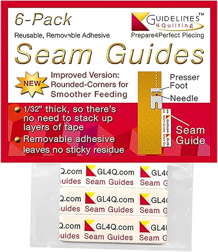 Guidelines4quilting guías de costura, 0.5 x 2 x 0.03125 pulgadas, paquete de 6