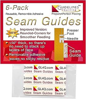 Guidelines4quilting 6-Pack Seam Guides - Peel-and-Stick, Removable Adhesive Leaves No Residue. Accurate Fabric Guide for Sewing. Perfect Height for Double-Layered Fabric. Fits All Sewing Machines