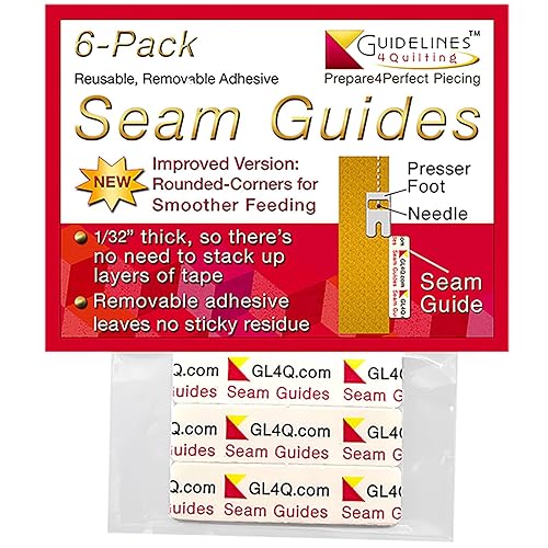 Guidelines4quilting 6-Pack Seam Guides - Peel-and-Stick, Removable Adhesive Leaves No