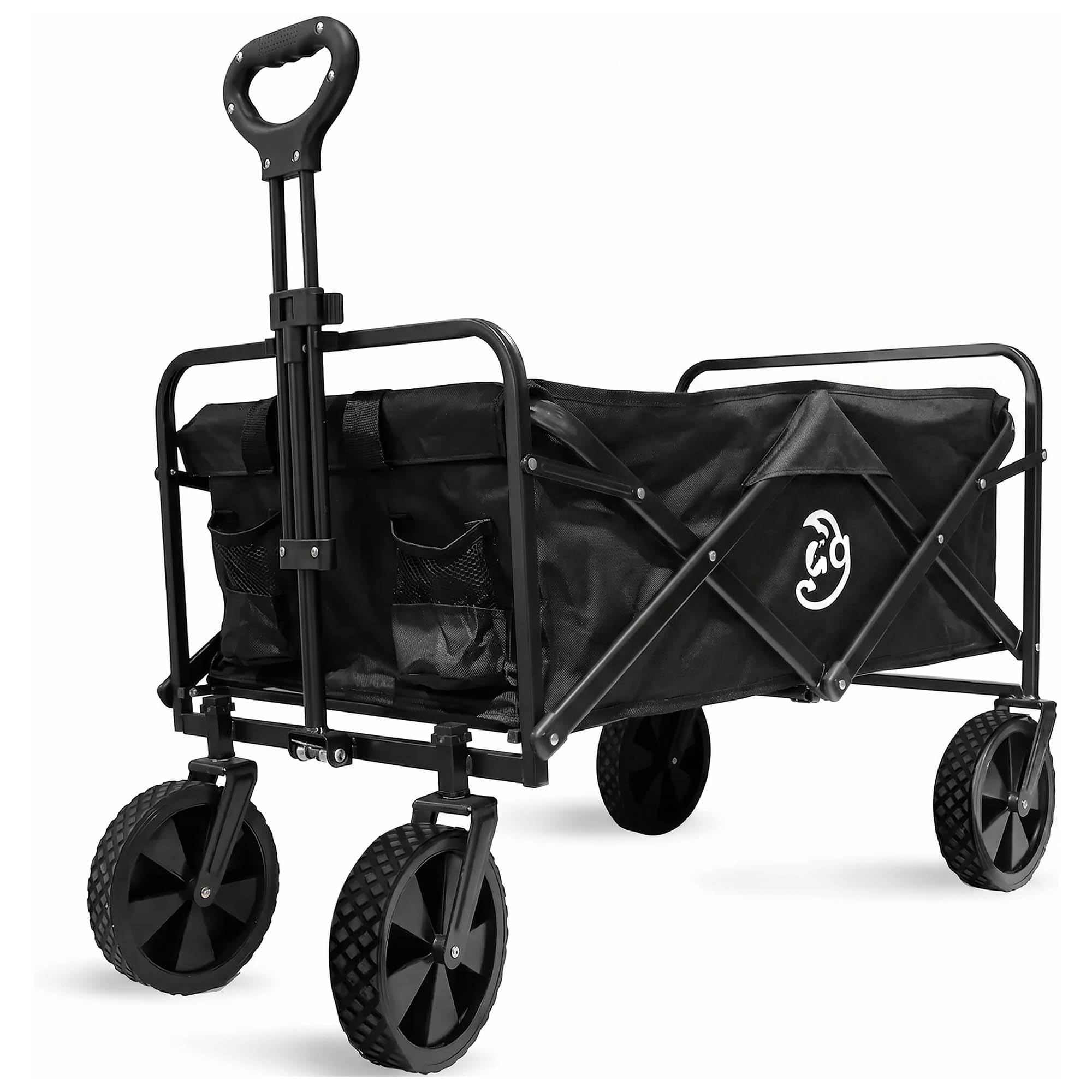 Foldable Camping Wagon Trolley 150KG Heavy Duty Cart with Wheels, Adjustable Handle for Beach, Festival, Garden, Shopping & Fishing