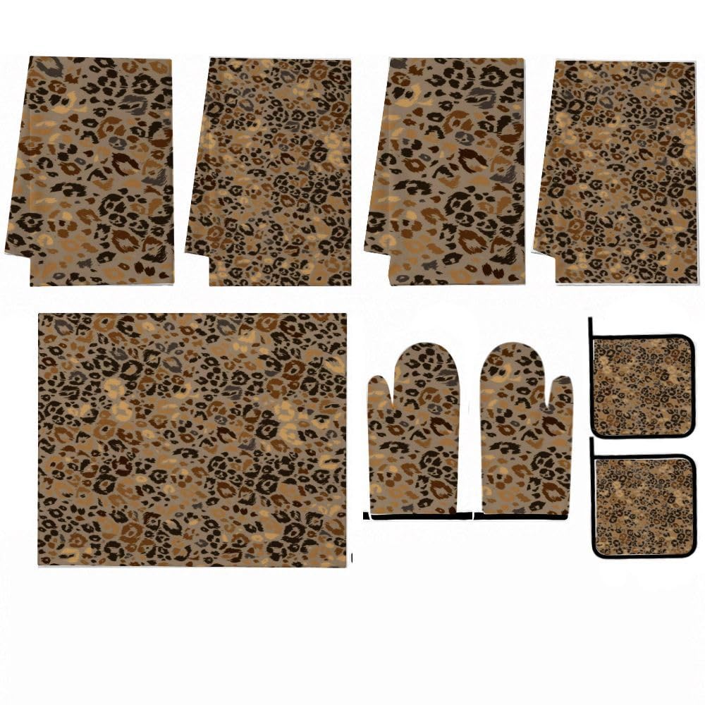 9PCS Leopard Print 4 Cucina Decor e Accessori Set