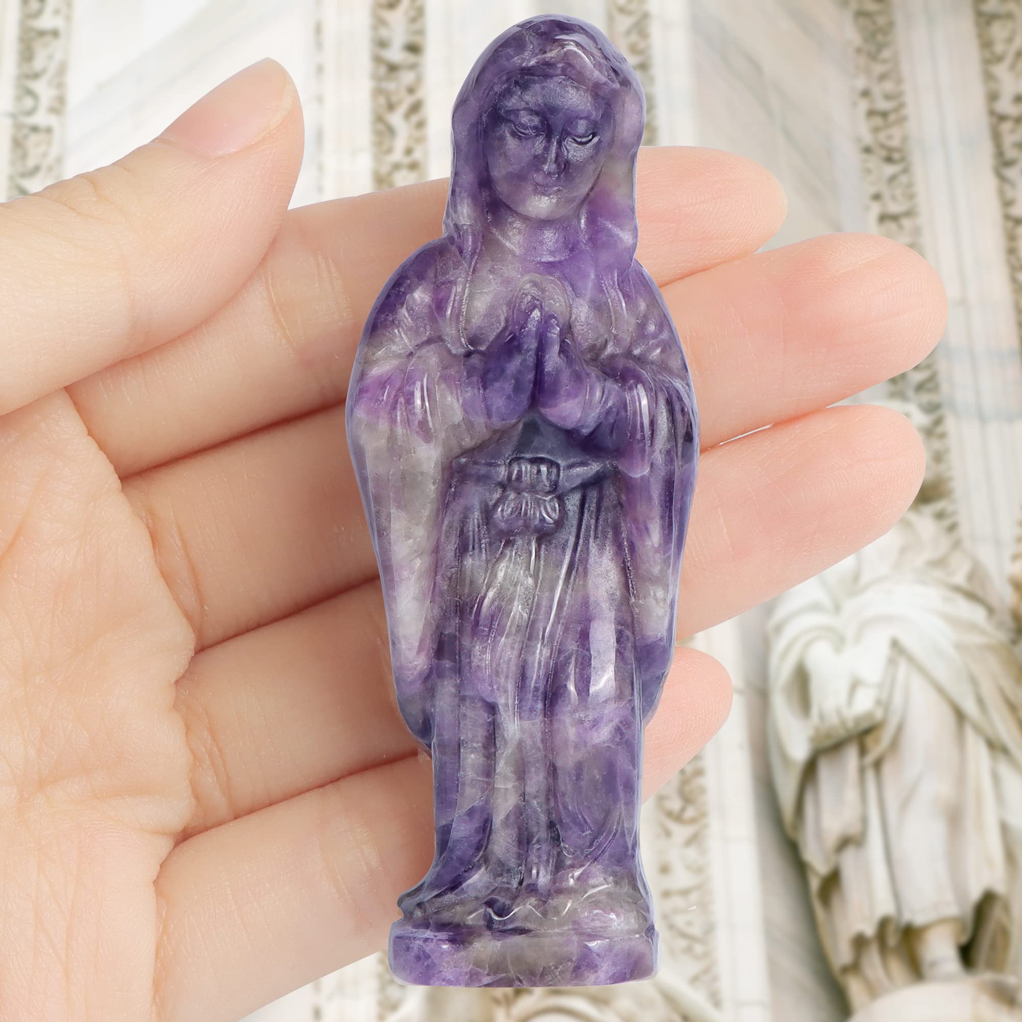 Amazon.co.jp: Hxswkk アメジスト 聖母マリア像 天使の置物 修道女彫刻