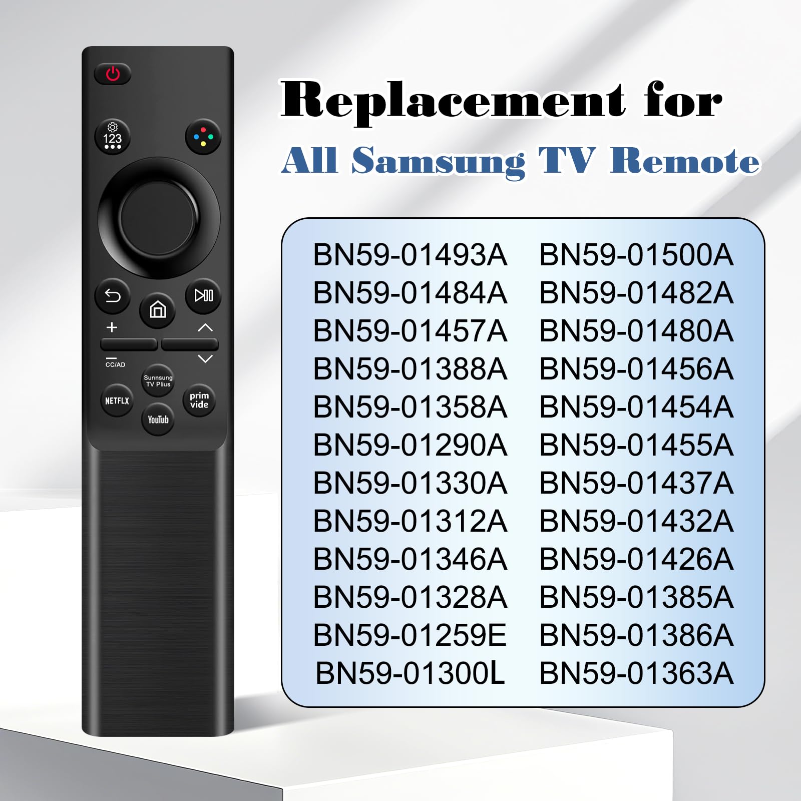BN59-01484A uniwersalny zamiennik pilota do telewizora Samsung, kompatybilny ze wszystkimi Samsung Smart TV, QLED, 4K, 8K, ramka, zakrzywiony, LED, modele HDTV LCD (2019-2025), nie wymaga konfiguracji