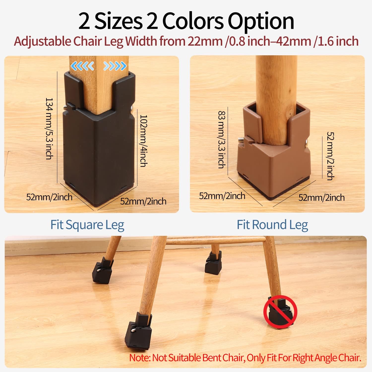 Buy Ezprotekt Adjustable Chair Risers with Screw Clamp, 2 Inch Height