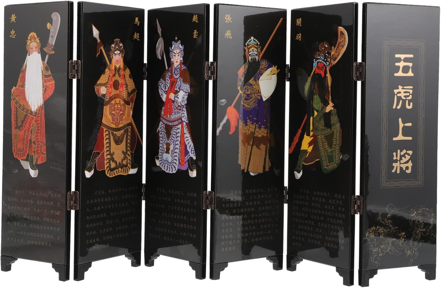 Chinese Style Mini Folding Screen Wooden Panel Divider for Desktop Decor Antique Folding Panel Ornament with Traditional Craft Compact Asian Divider for Home and Office