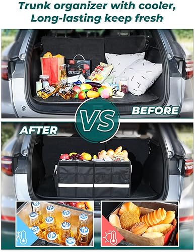 Miniatura 2 de YOHOOLYO Organizador de maletero de automóvil, bolsa enfriadora, plegable, aislada, para SUV con tapa de múltiples compartimentos