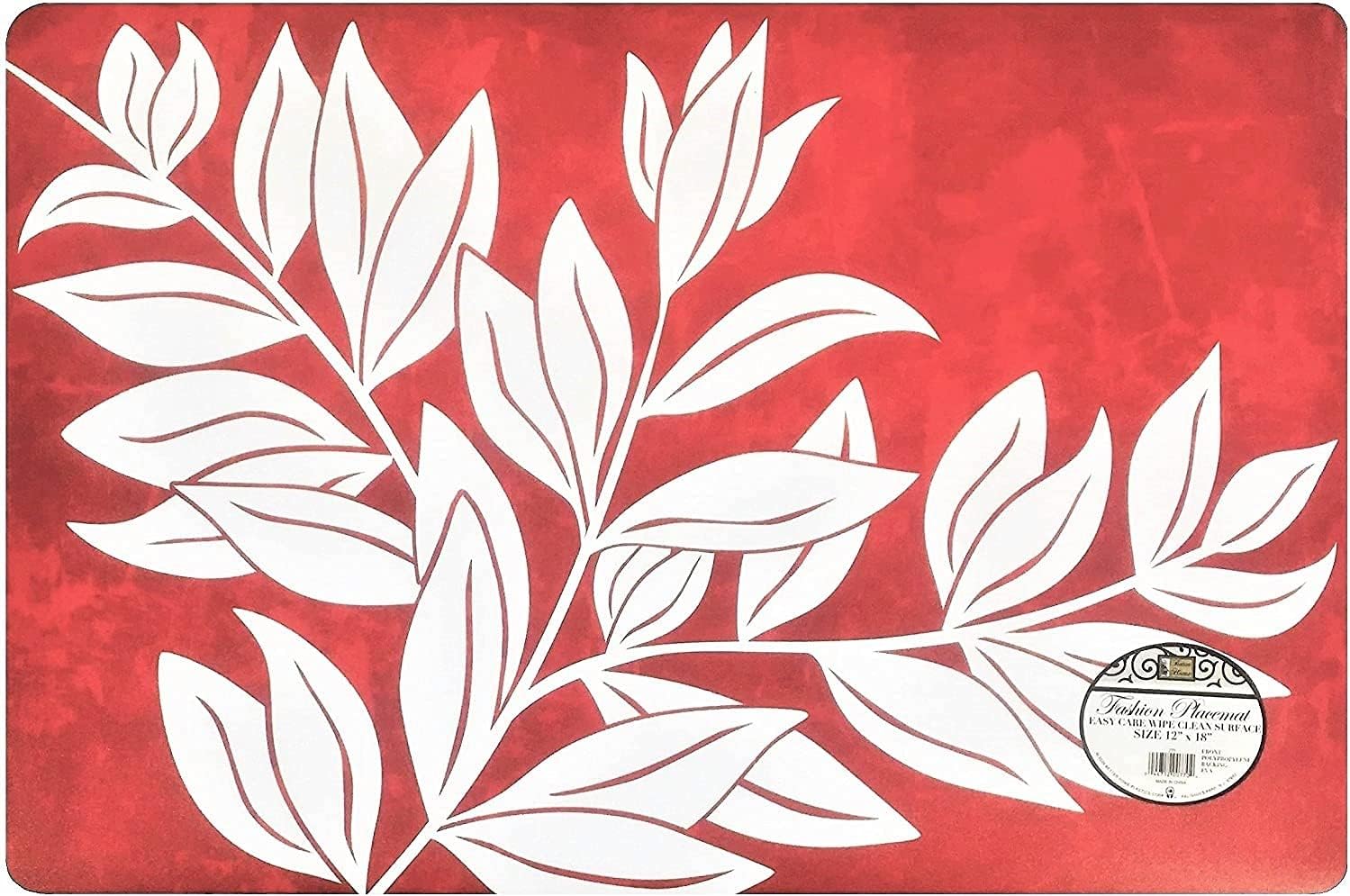 Set of 4 Leafs Pattern Fashion Placemats Durable Foam Backing Ease Care Wipe Clean Table Place Mat Set 12" X 18" : Home & Kitchen