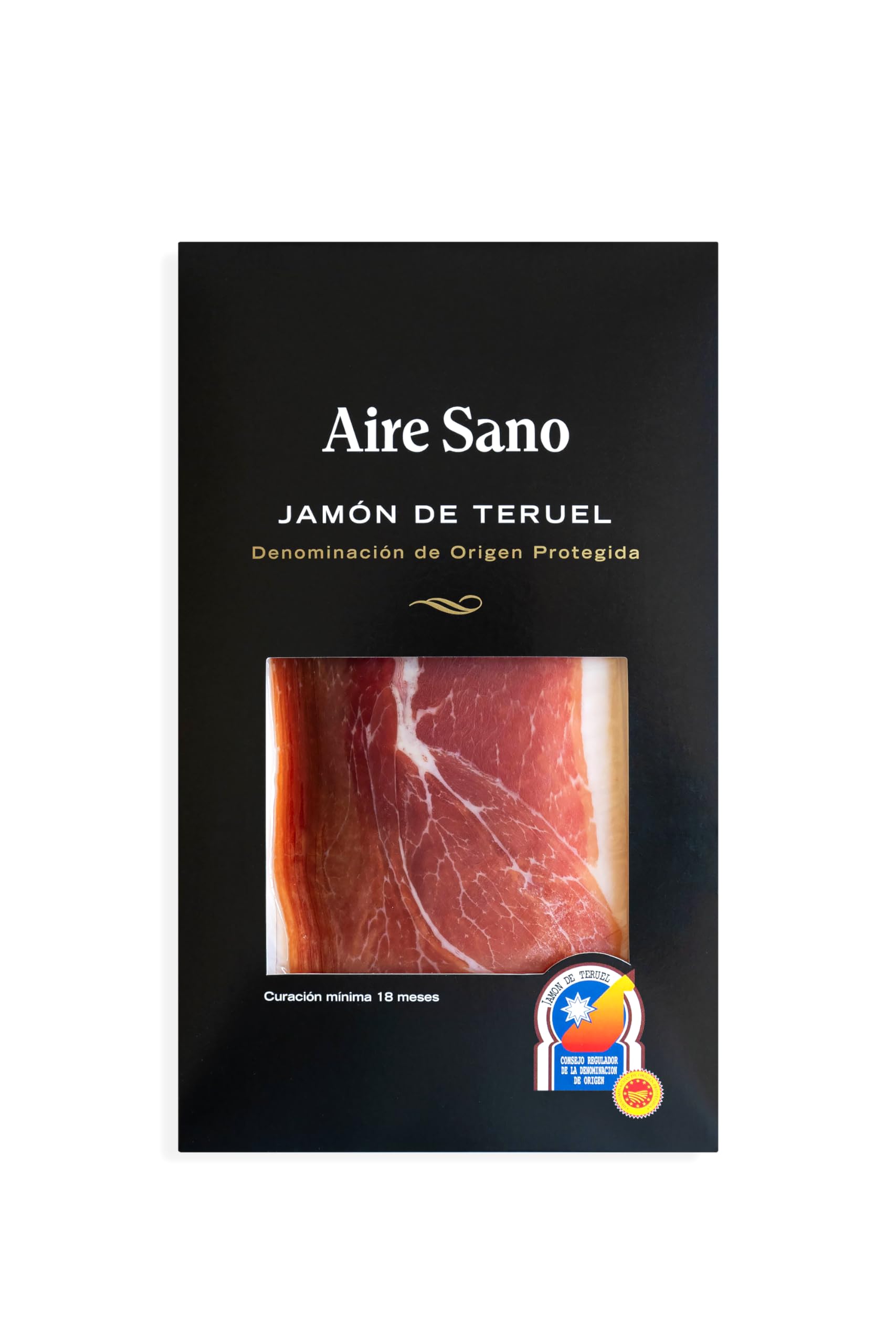 Aire Sano Gran Premier - Jamón Serrano Loncheado de Teruel D.O.P. - Curación Mínima de 18 Meses - Alto Contenído en Proteínas, Sin Gluten y Sin Lactosa- 15 Unidades de 80 gramos - Envasada al Vacío
