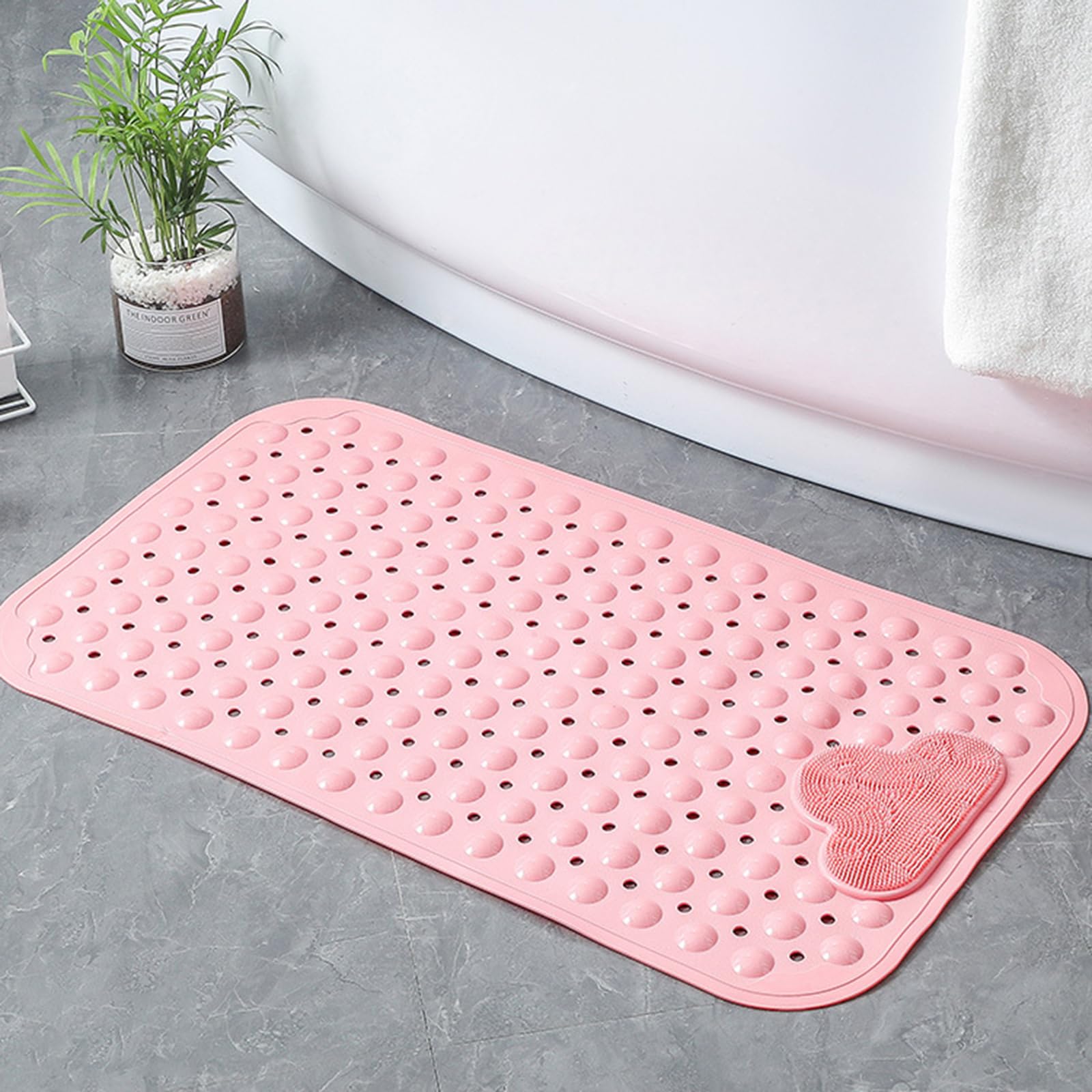 Alfombrilla de baño antideslizante para bañera y ducha, diseño cuadrado con ventosas fuertes, sensación cómoda para los pies, antideslizante, perfecta para uso en interiores, esencial para la