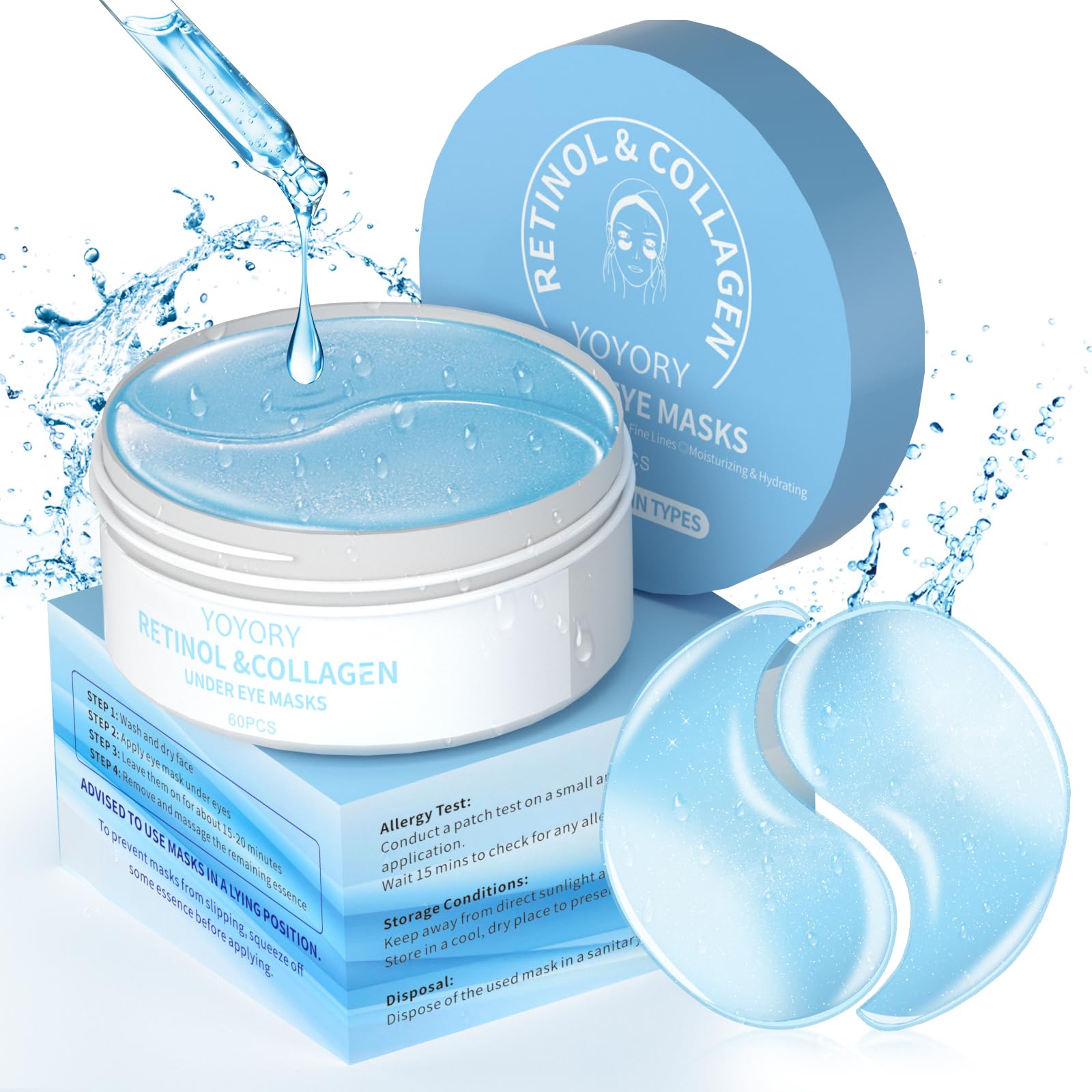 Under Eye Patches Masks - Reduce Puffy Eyes Dark Circles Undereye Bags Wrinkles Infused Peptide Collagen and Hyaluronic