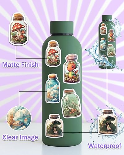 Miniatura 3 de Paquete de 100 calcomanías estéticas de vinilo para botellas de agua, portátil, teléfono