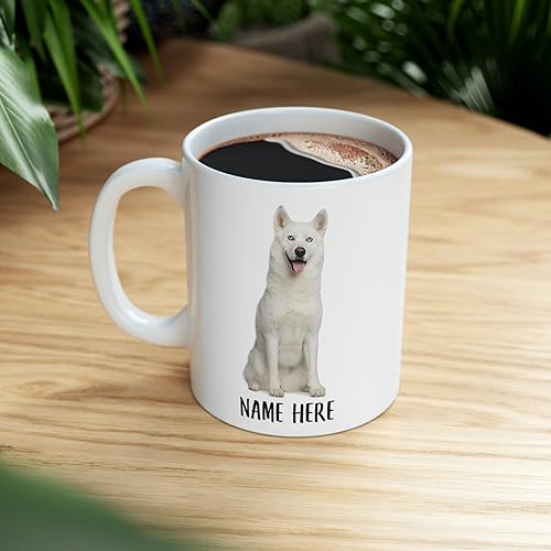 Miniatura 8 de Lovesout Funny Siberian Husky Blanco Personalizado Nombre Navidad 2023 Regalos Taza de Café Blanco 11 Oz
