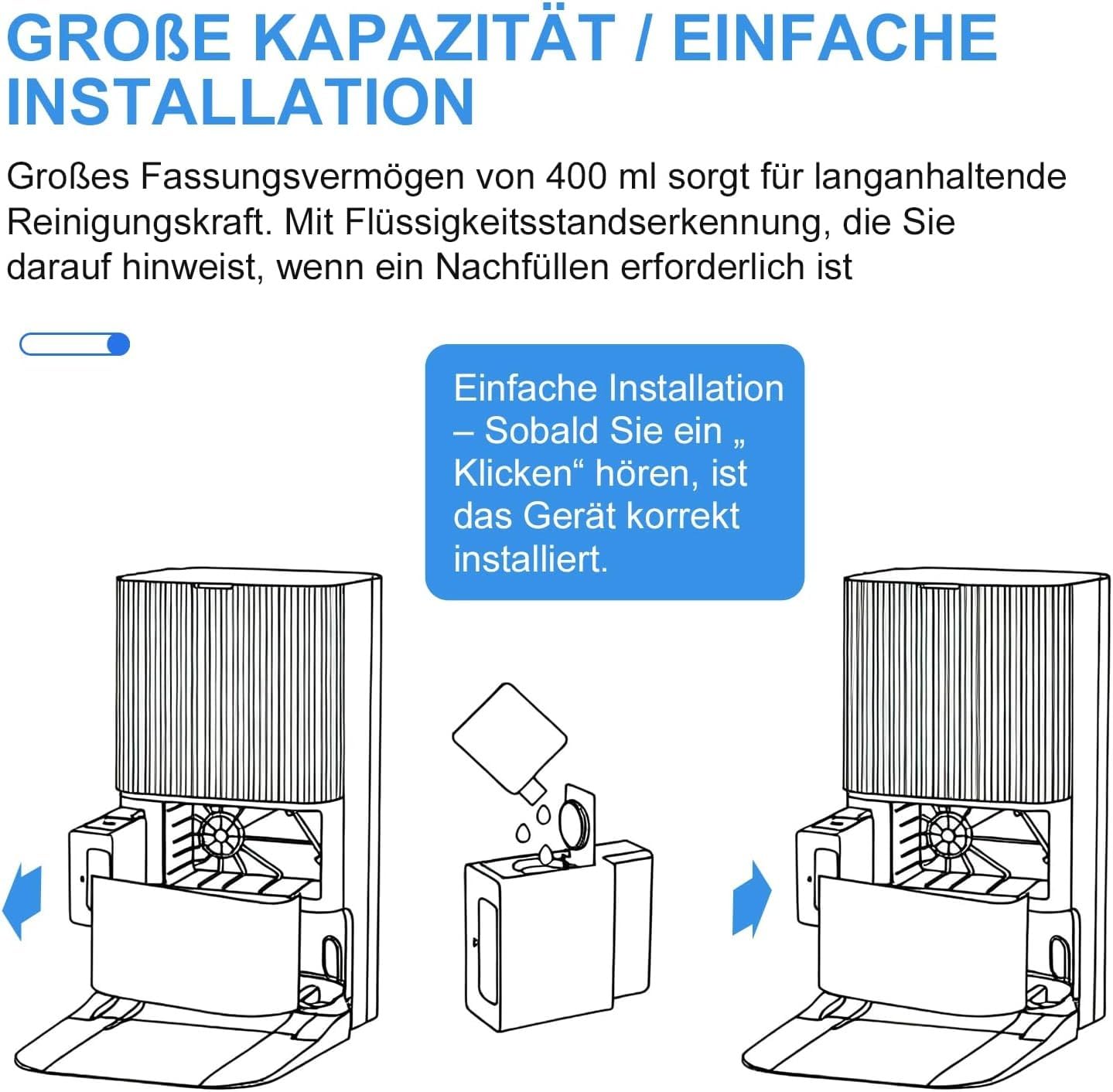 Automatischer Waschmittelspender für Mova E30/X40/S20/X30 Ultra – Intelligentes Dosiersystem für Staubsaugroboter (400 ml)