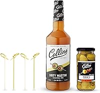 Vista 1 de Collins - Kit de Martini sucio, mezcla de cóctel de ginebra, aceitunas gourmet rellenas, palillos de bebidas, mezclador de salmuera de oliva
