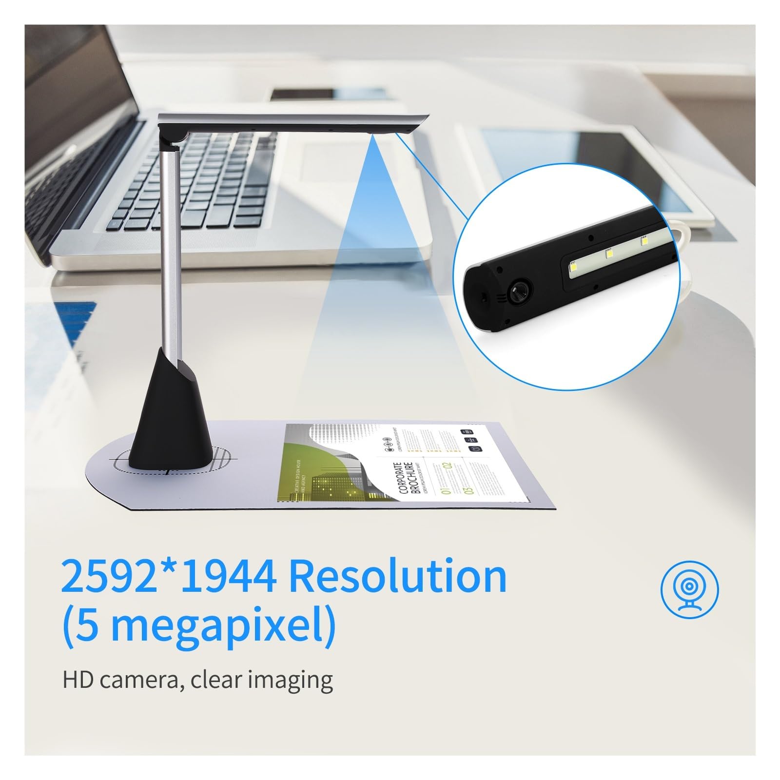 Telecamera per documenti Scanner for fotocamera for documenti BK34, fotocamera HD da 5 megapixel formato A4 con software didattico a luce LED for l'insegnamento online