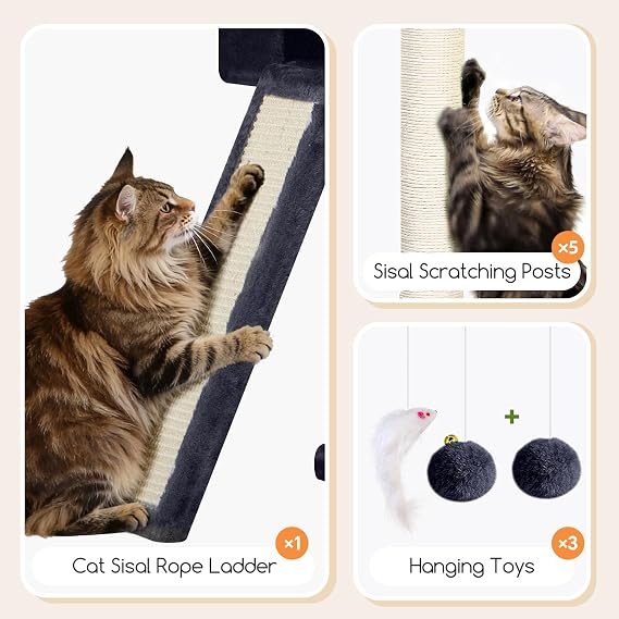 Globlazer Tall Cat Tower Extra Large Cat Tree House, S77D, Dark Grey