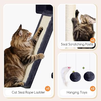 Globlazer Tall Cat Tower Extra Large Cat Tree House, S77D, Dark Grey
