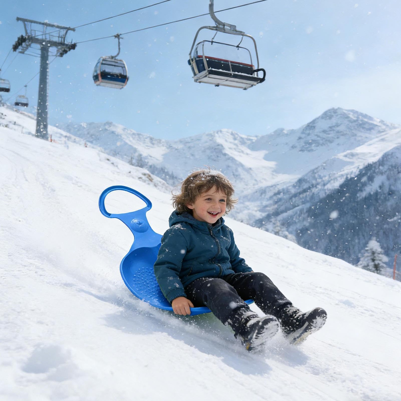 Luge à neige pour adultes - Luge de fournitures de sports d'hiver de 21,26 pouces | Toboggan en PP résistant avec poignée, luges portables pour arrière-cour, centre touristique, P