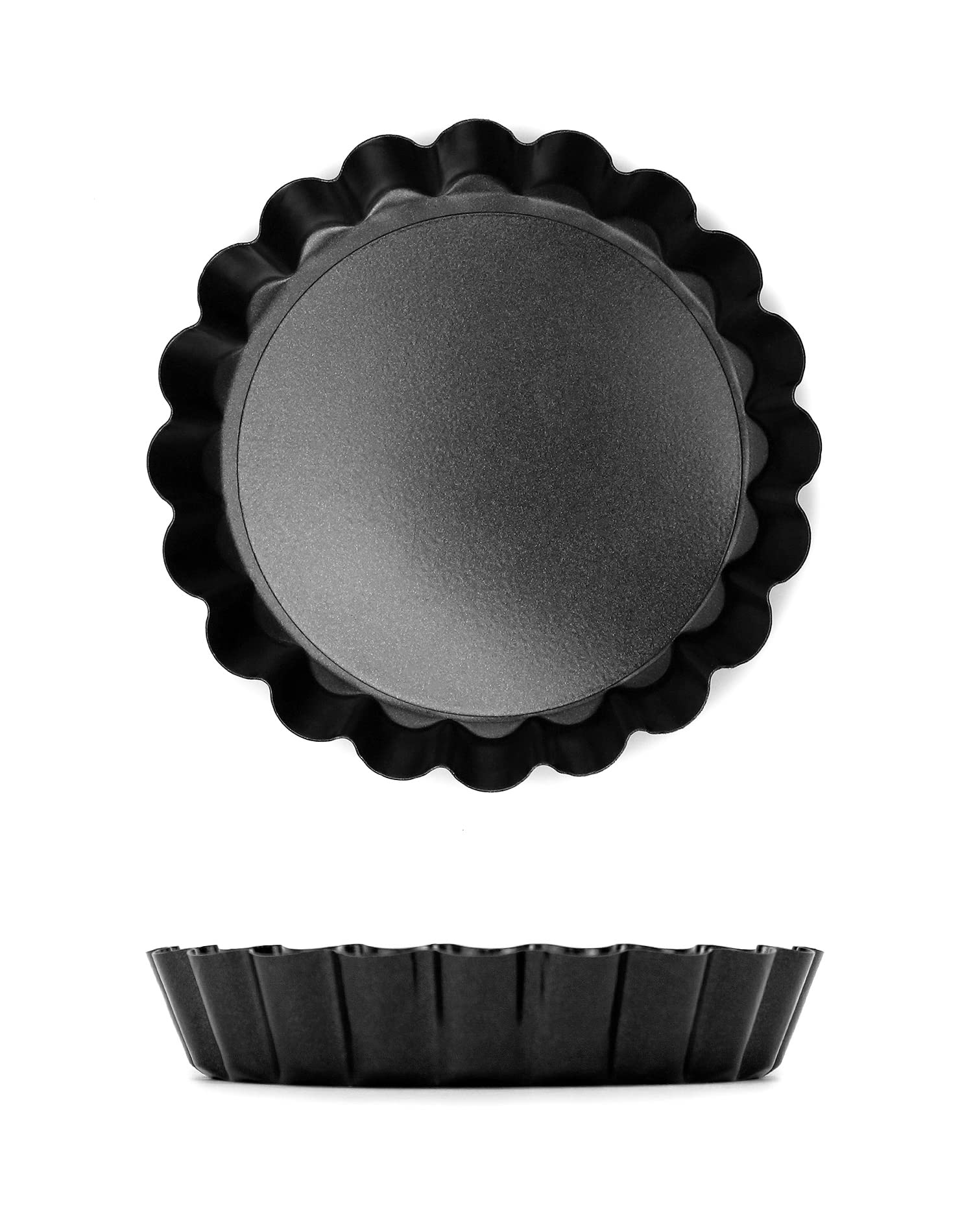 QWORK® 10-częściowa forma do tart Ø10cm z podnoszoną podstawą, foremki na mini tartaletki, forma do quiche wykonana ze stali węglowej dopuszczonej do kontaktu z żywnością z powłoką nieprzywierającą