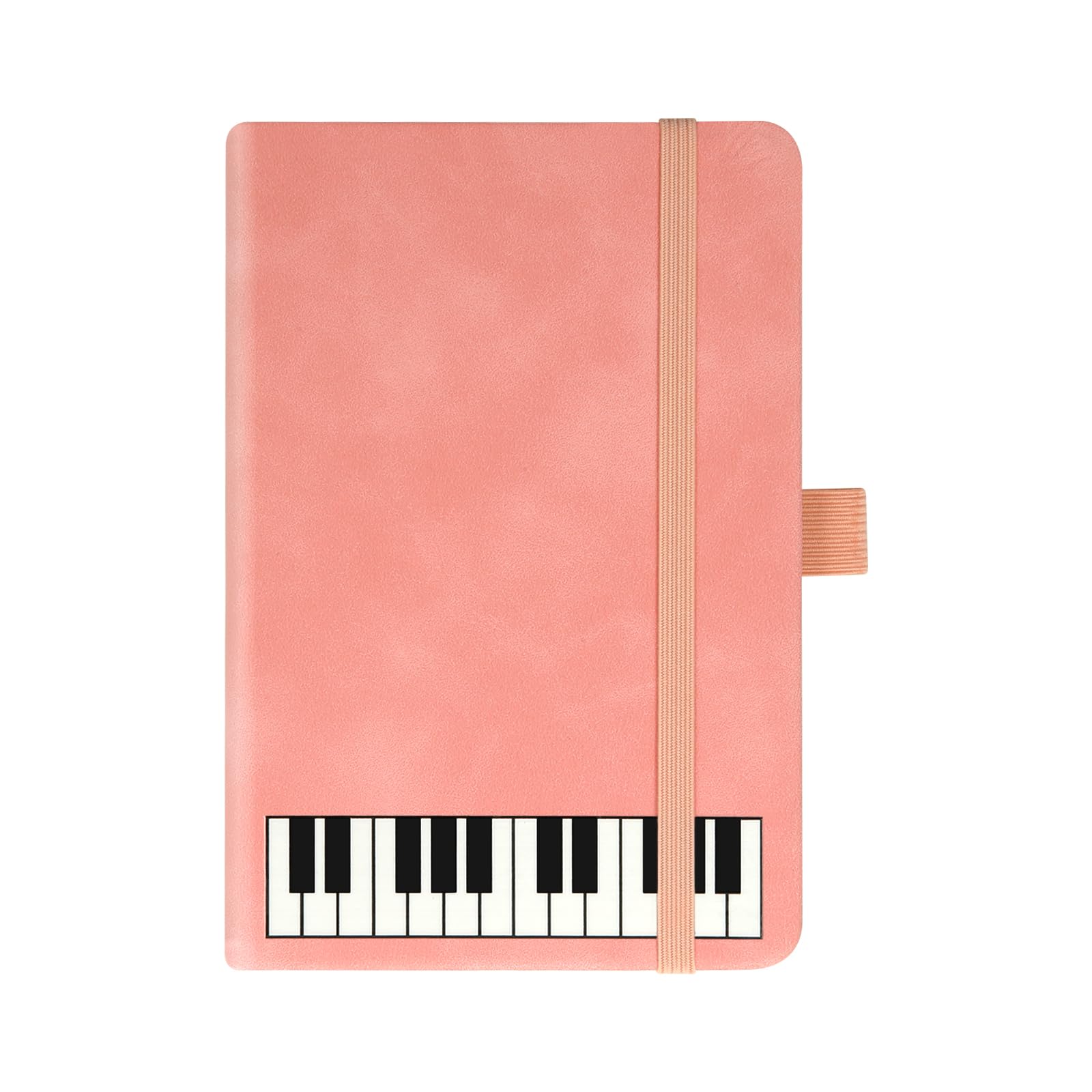 A6 Pink Piano Theme PU Notebook,Portable Music Small Pocket Leather Journal Hardcover Note Books Piano Key Lined Writing Notepad Diary Party Gift for Kid Student School Office Stationery Supplies — image 1
