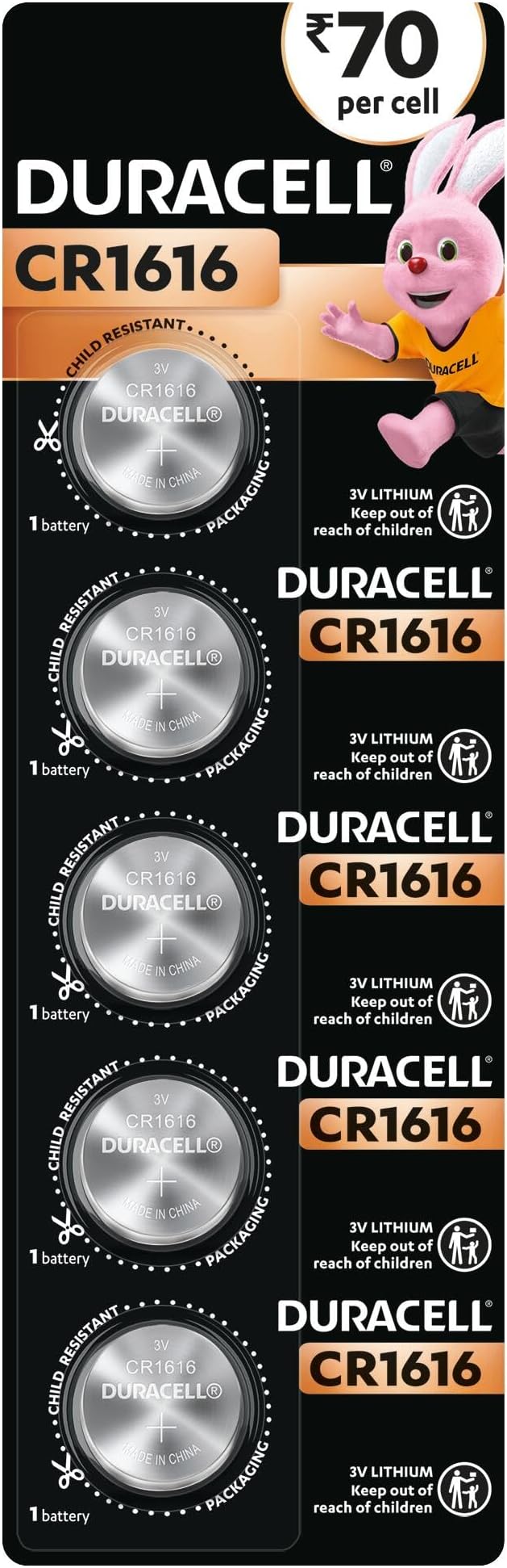 Specialty 1616 Lithium Coin Battery 3V, Pack of 5 Designed for use in keyfobs, Scales, wearables and Medical Devices