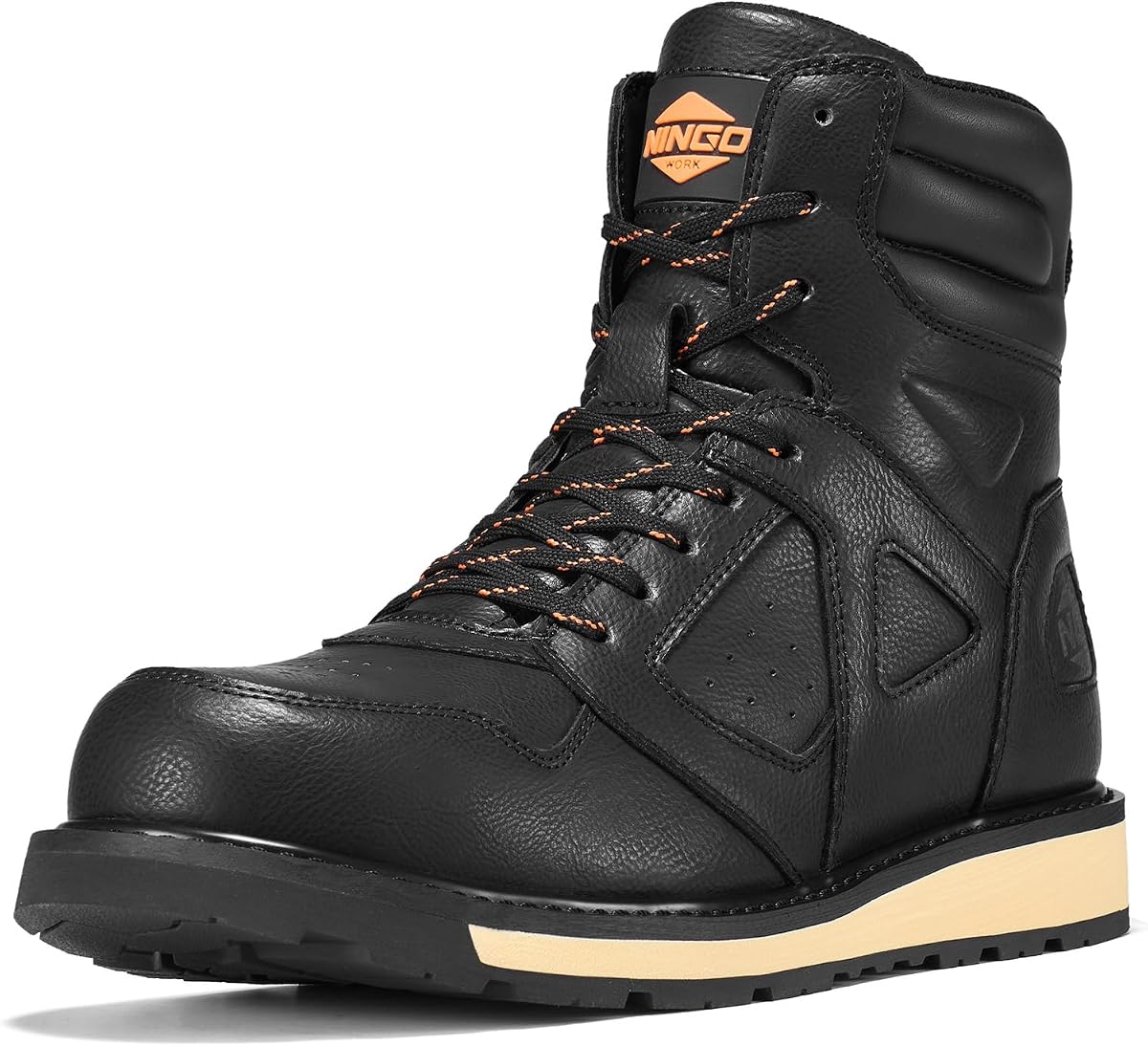 Steel Toe Boots for Men, Water Resistant Mens Work Boots Side Zipper | Electrical Hazard Protection Safety Shoes, Slip Resistant Steel Toe Boots, for Industrial Construction Outdoor Warehouse