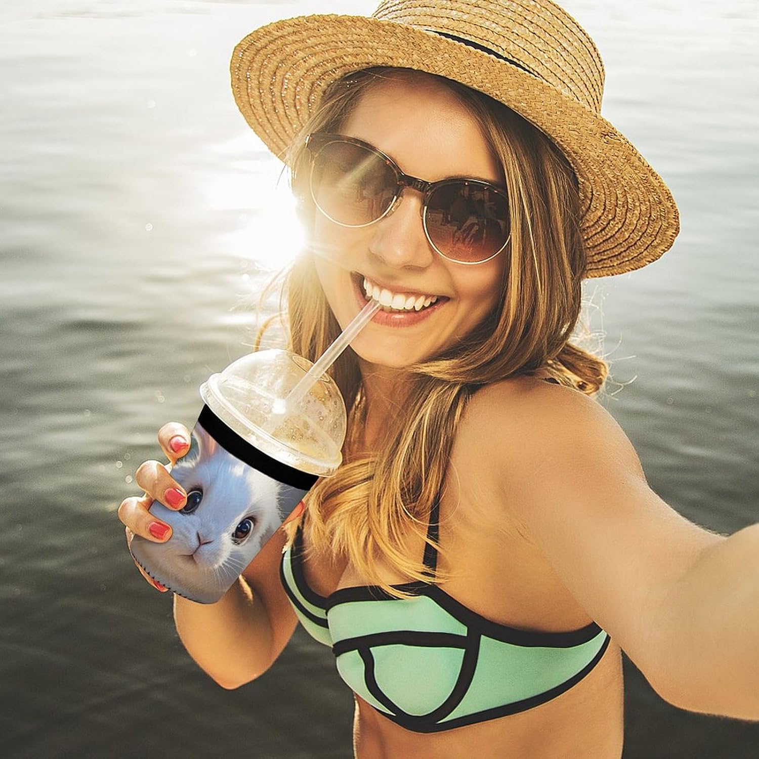 3 Pack Neoprene Cup Sleeves, Stretchy Reusable Drink Cup Cover Universal