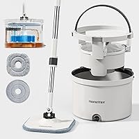 Vista 1 de Juego de trapeador y cubeta, trapeador giratorio y cubo interior desmontable con sistema separado de agua sucia/limpia, trapeadores cuadrados