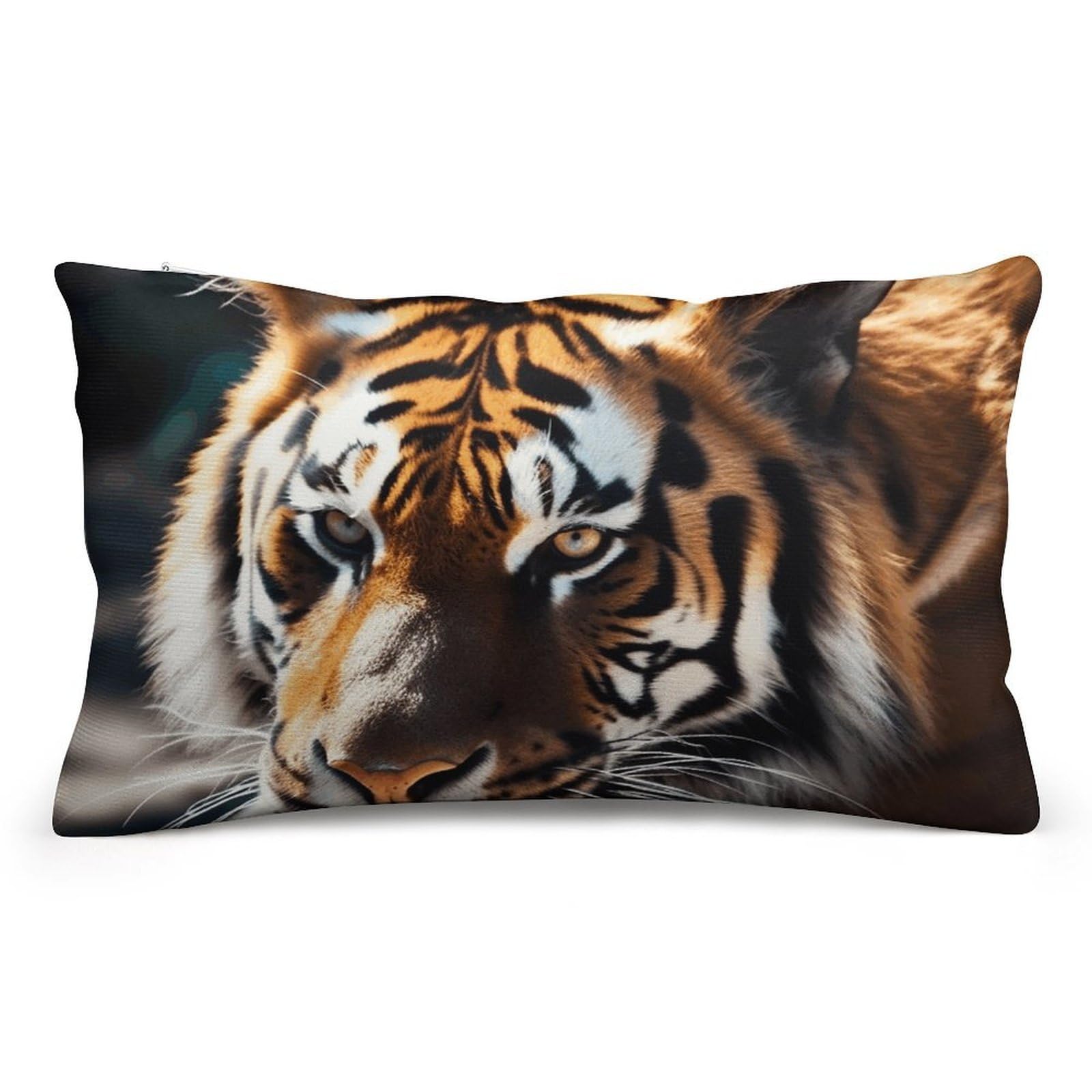 Velvet Pillowcases Standard Size 8"x12", Ultra Soft Breathable Pillow Cases for Bed, Luxury Cozy Fuzzy Pillow Shams, Lumbar Pillow Cover, Wild Animal Tiger Cushion Case Home Decor