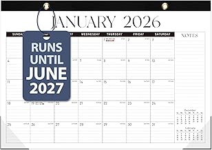 2026 Desk Calendar, Large Desktop/Wall Monthly Calendar (Jan. 2026 - Jun. 2027) 17'' x 12'' Personal Desk Planner for Teacher Family School Office Supplies