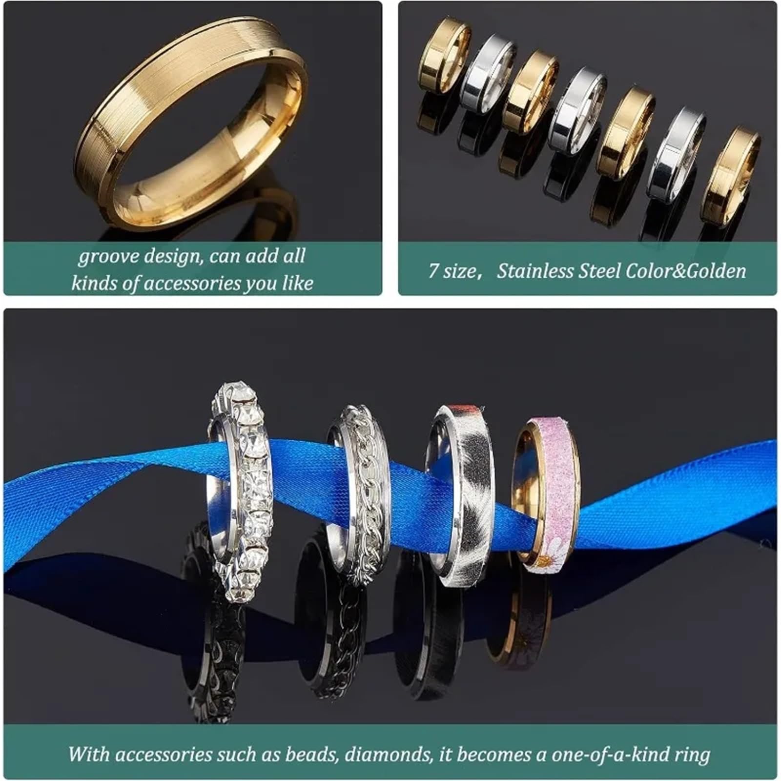 Geschlossene Biegeringe aus Edelstahl, gerillt, blanko für DIY-Schmuck (AECH02-07030), 14 Stück