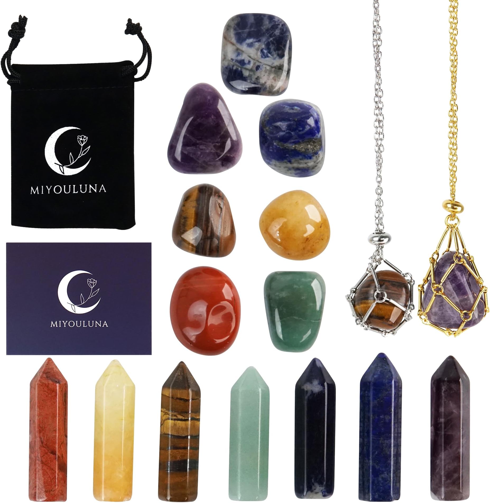 Amazon.com: MiyouLuna 16Pcs Crystals and Healing Stones Set, 7 Chakra ...