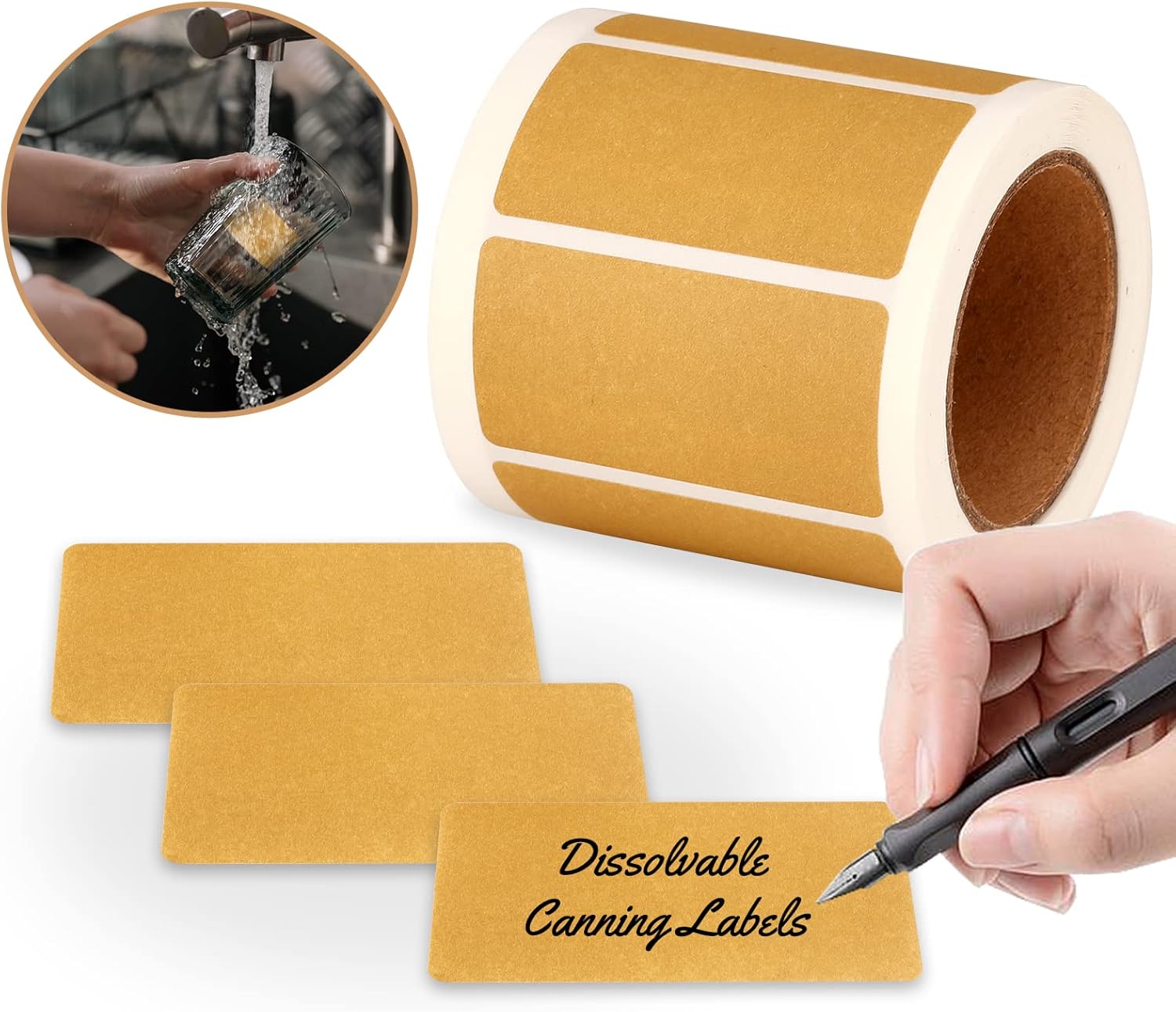 250 Pack Canning Labels Dissolvable Canning Labels Kraft