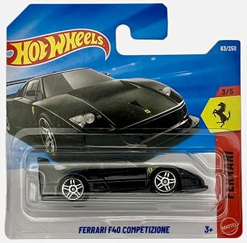 Hot Wheels Ferrari F40 Competizione - JJJ31 - Ferrari 3/5 - Short Card - Black - Ferrari Licence - Mattel 2026 63/250 - 164 - Super Sports Car