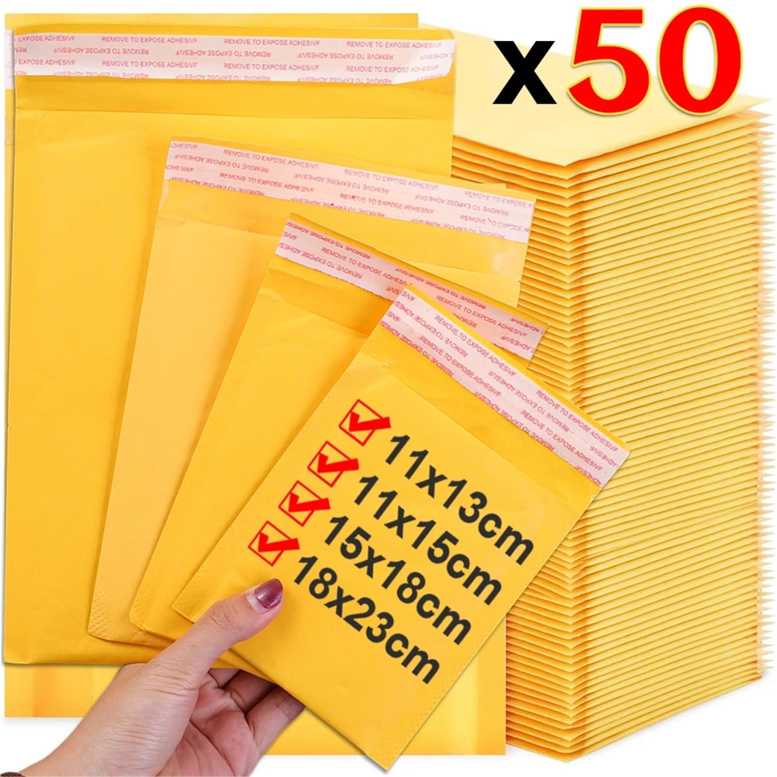 versandtaschen Kraftpapier-Luftpolsterumschlag, gelb, gepolstert(30PACK,18 * 23cm)