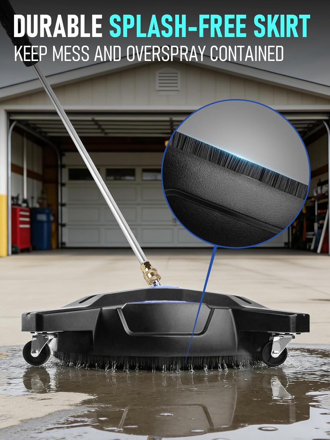 MEKOH 16.5” Pressure Washer Surface Cleaner, Large Lightweight Driveway Pressure Washer Attachment 3600PSI, 4 Caster Wheels, 1/4” Quick Connect, Universal Gas & Electric Power Washer Surface Cleaner